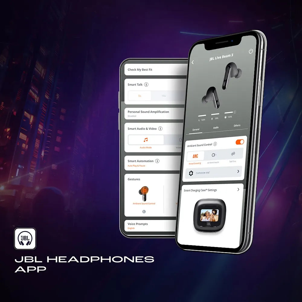 Live Beam 3 TWS Earbuds with Adaptive Noise Cancellation (IP55 Waterproof & Dustproof, Touchscreen Display, Black)
