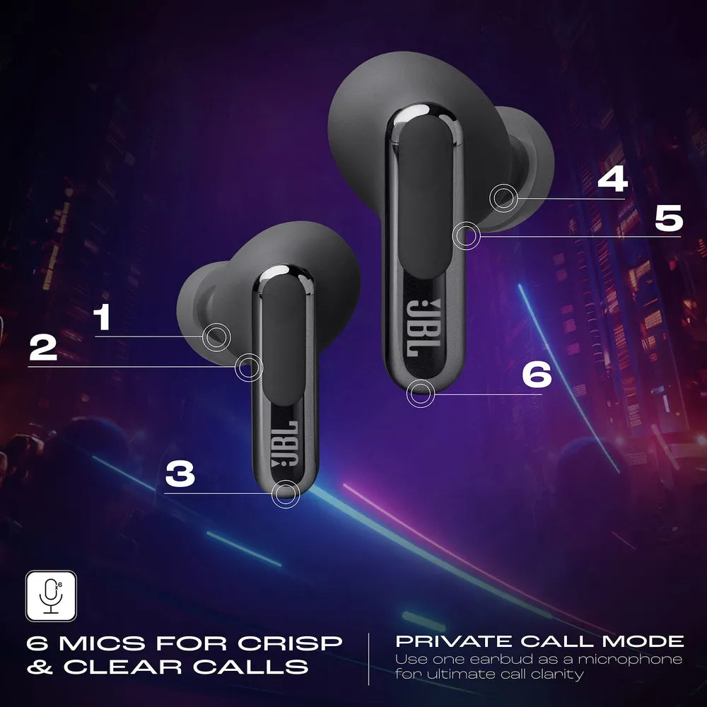 Live Beam 3 TWS Earbuds with Adaptive Noise Cancellation (IP55 Waterproof & Dustproof, Touchscreen Display, Black)
