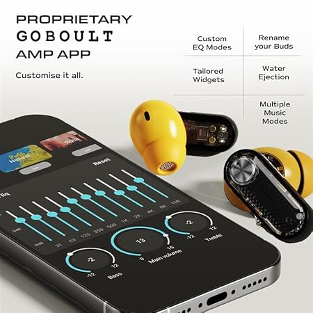 GOBOULT Newly Launched Mustang Sprint in Ear Earbuds with 60H Playtime, Amp App Support, 32dB Active Noise Cancellation, Quad Mic ENC, Dual Device Pairing,...