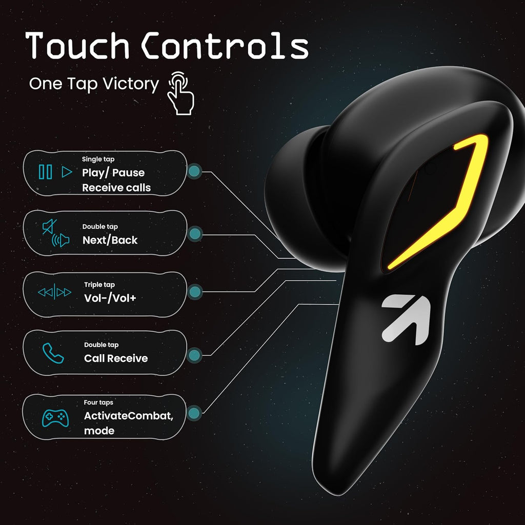 Astra Truly Wireless in Ear Earbuds with 48H Playtime, Built-in App Support, 45ms Low Latency Gaming, 4 Mics ENC, Breathing LEDs,13mm Bass Drivers,...