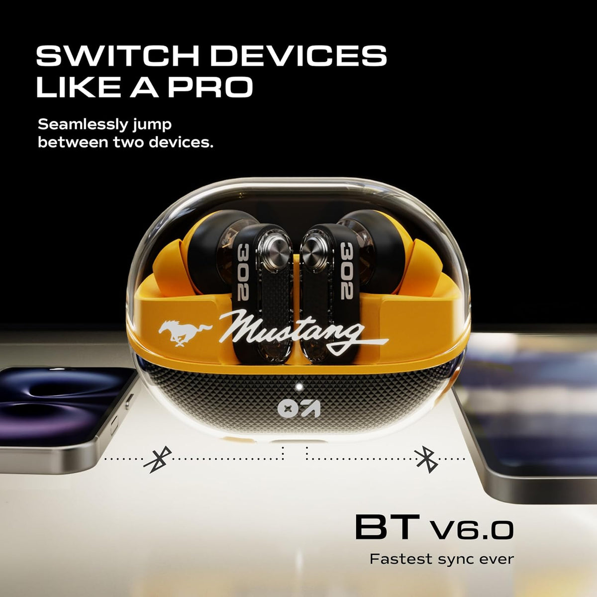 GOBOULT Newly Launched Mustang Sprint in Ear Earbuds with 60H Playtime, Amp App Support, 32dB Active Noise Cancellation, Quad Mic ENC, Dual Device Pairing,...