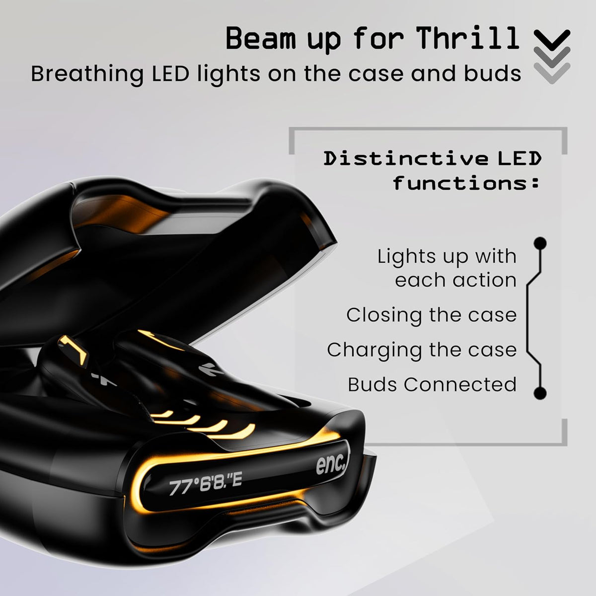 Astra Truly Wireless in Ear Earbuds with 48H Playtime, Built-in App Support, 45ms Low Latency Gaming, 4 Mics ENC, Breathing LEDs,13mm Bass Drivers,...