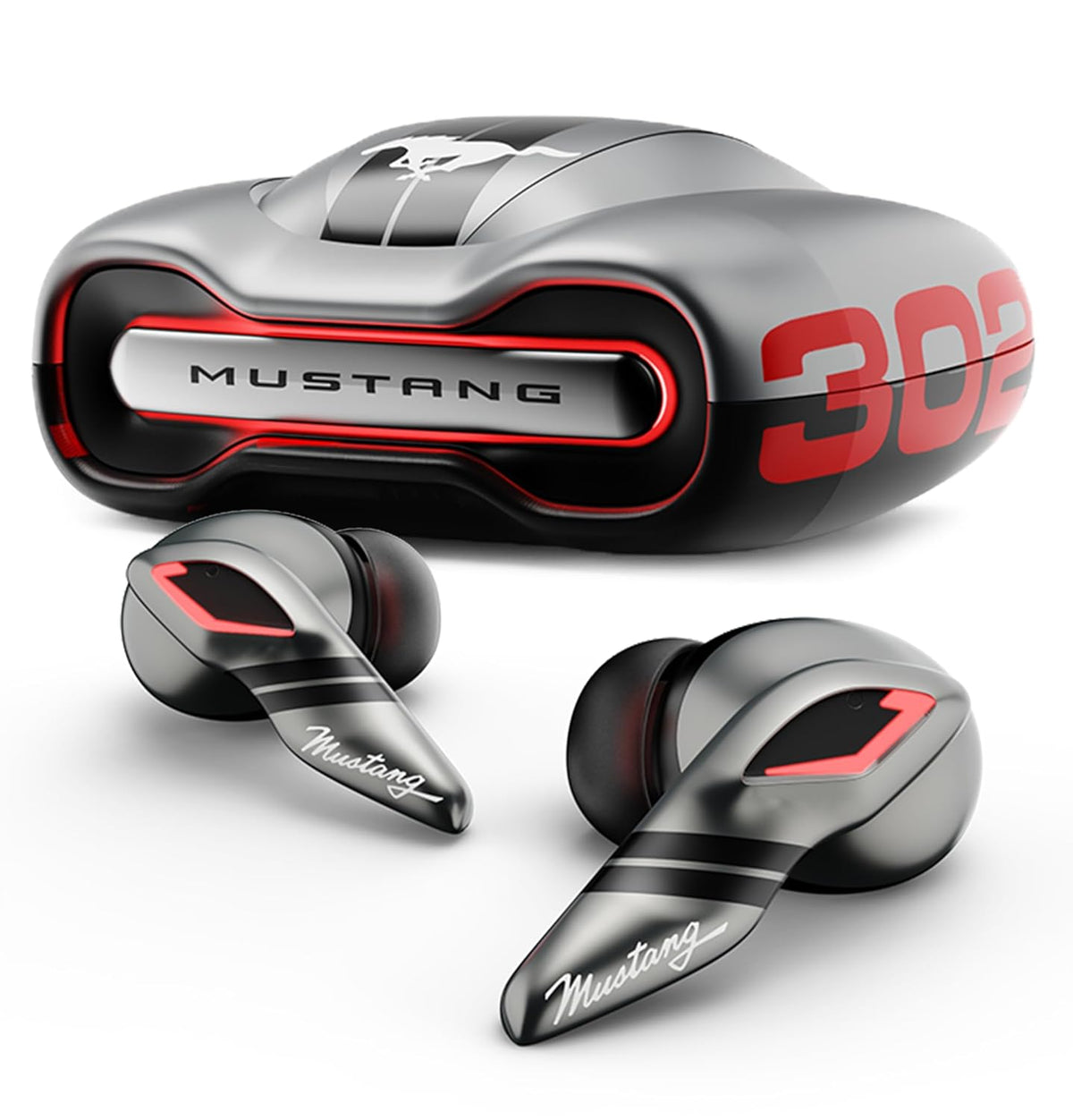 Mustang Torq Wireless in Ear Earbuds with 60H Playtime, App Support, Quad Mic ENC, 45ms Low Latency, 13mm Driver, Breathing LEDs, Made in India Ear Buds Wireless (Silver)
