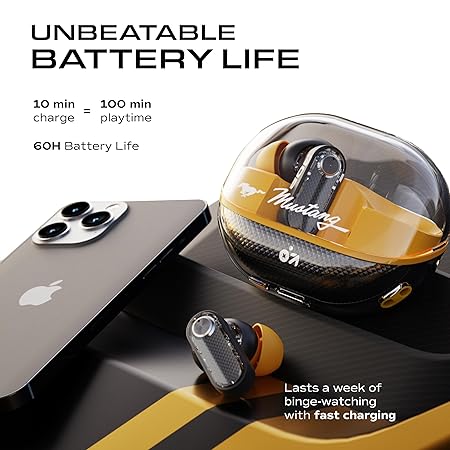 GOBOULT Newly Launched Mustang Sprint in Ear Earbuds with 60H Playtime, Amp App Support, 32dB Active Noise Cancellation, Quad Mic ENC, Dual Device Pairing,...